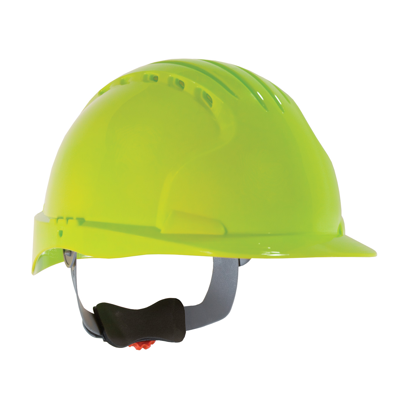 280-EV6151V PIP® JSP® Evolution® Deluxe 6151 Standard Brim, Vented Hard Hat with HDPE Shell, 6-Point Polyester Suspension and Wheel Ratchet Adjustment - Lime Yellow